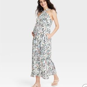 Isabel Maternity Abstract Pattern Sleeveless Maxi Dress